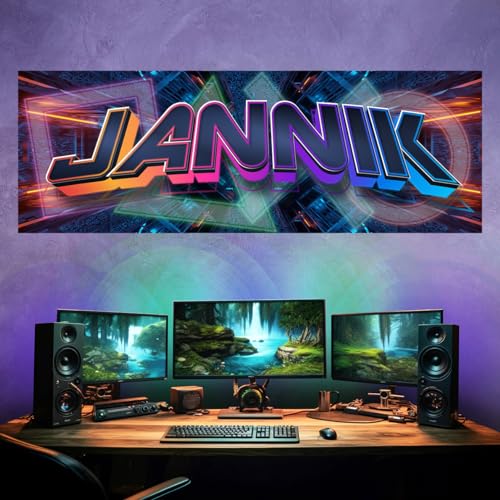 vr213 tjapalo® Xtra-Robust Gamer Poster mit Namen Wandbild Gaming Zimmer cooles gamer wandtattoo junge name Gamer Bild für die Wand Poster für Teenager, Größe: B100xH35cm