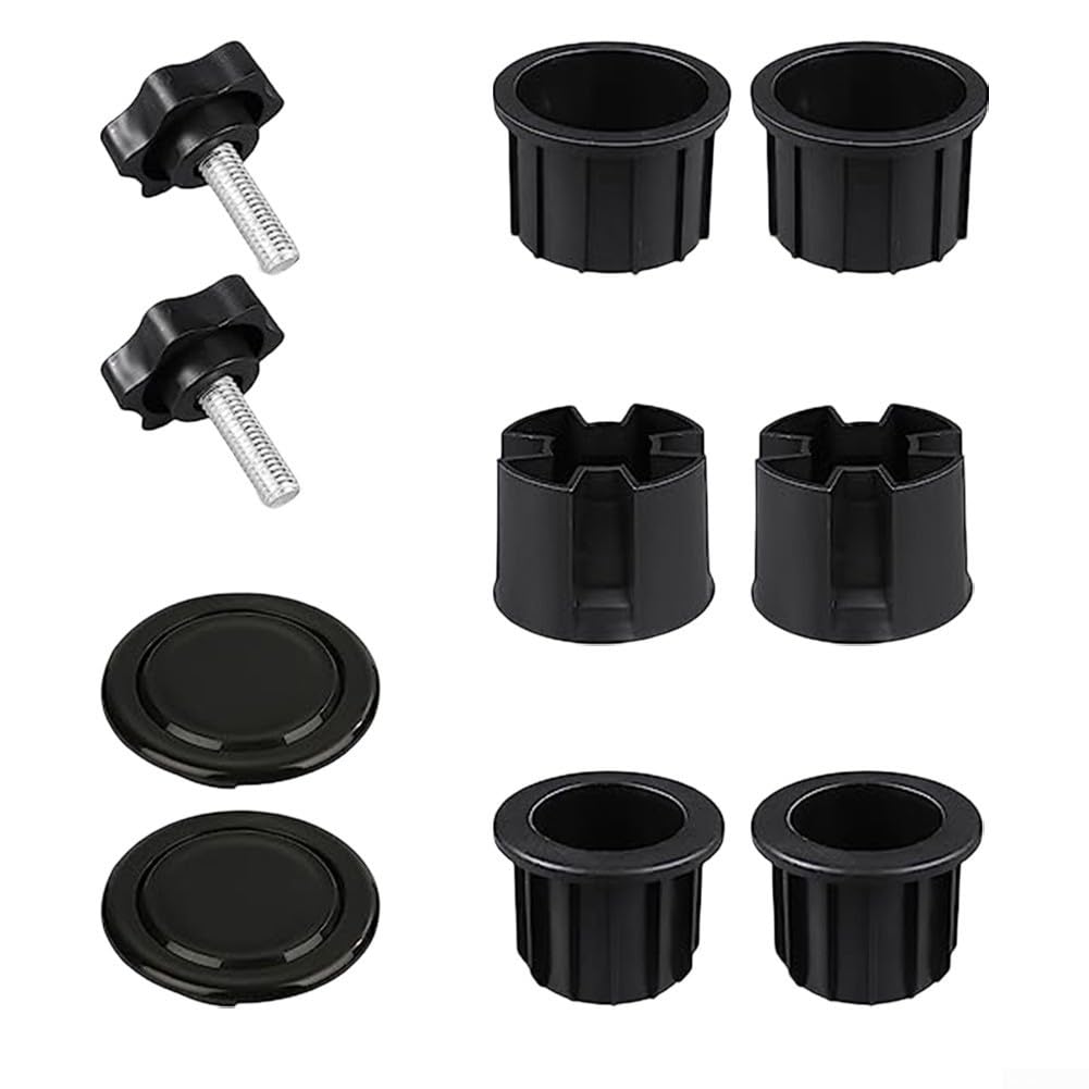 Sun Umbrella Base Adapter Kit with Reducing Rings 38mm 48mm, Plastic Sleeve Fixing Screws and Hole Covers for Patio Table Parasol Stand Stability