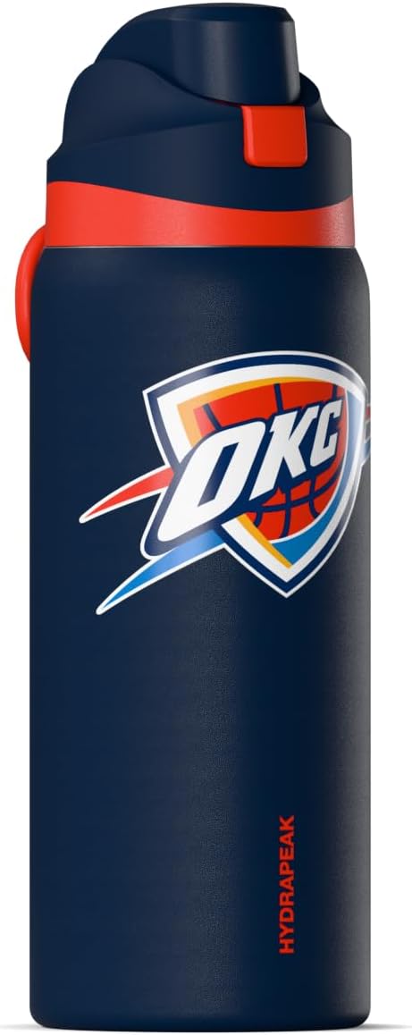Hydrapeak x NBA Officially Licensed Oklahoma City Thunder Oasis 32 oz Water Bottle with Chug Lid Push Button, Stainless Steel Water Bottle No Straw, 32 oz Insulated Water Bottle - Image 3