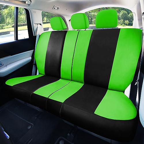 Image of FH Group Car Seat Cover Light Breezy Green Seat Cover Flat Foam Padding Cloth Full Set Automotive Seat Covers, Airbag Compatible & Split Rear Universal Fit Interior Accessories for Cars Trucks and SUV