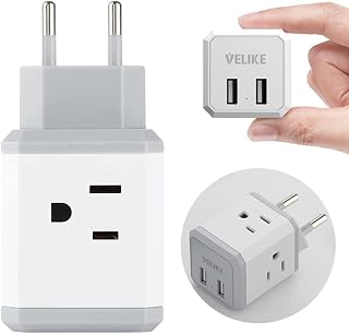 海外変換プラグ Cタイプ 旅行用 変換器 4個AC差込口 2USBポート付き コンセント変換 電源変換アダプター イタリア/韓国/スペイン/ドイツ/ベトナム/オーストリアヨーロッパなどの国に対応