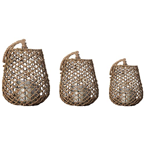 Woven Candle Lantern Rustic Candlestick Basket With Handle Garden Hanging Decoration For Front Porch Centerpieces Fireplace Medium #TOP6
