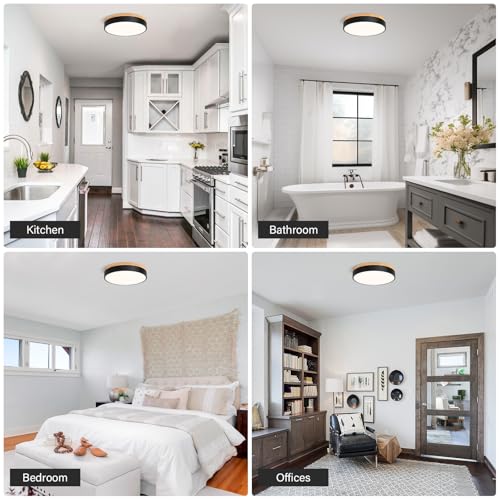 Pevfah Gold Flush Mount Ceiling Light Fixture, Round LED Light Fixture, Modern Dimmable Bathroom Ceiling Lights for Hallway Living Room Bedroom Dining Room Entryway by Pevfah - Image 3