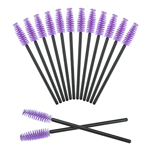 Image of G2PLUS 100PCS Disposable Eyelash Brushes, Adjustable Mascara Wands Makeup Applicator, Lash Spoolies Brushes for Eyelash Extensions and Eyebrows (Purple)