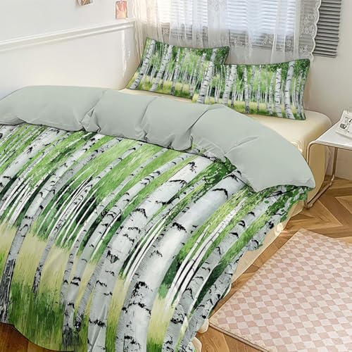 Housse de couette en microfibre imprimé 3D paysage de forêt