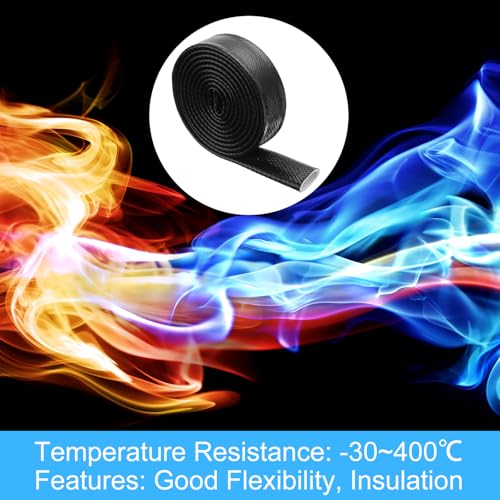 Image of MECCANIXITY 1-3 /16 inch ID 10ft Heat Shielded Fire Sleeve Silicone Coated Fiberglass Tape, for Automotive Hose Lines Wires Electrical Wiring, Black