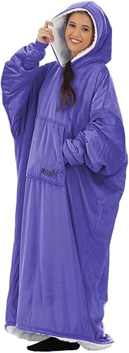 Miniatura 142 de THE COMFY Original - Manta de forro polar de microfibra con forro sherpa, diseño de gran tamaño con capucha y bolsillo de Shark Tank Aqua