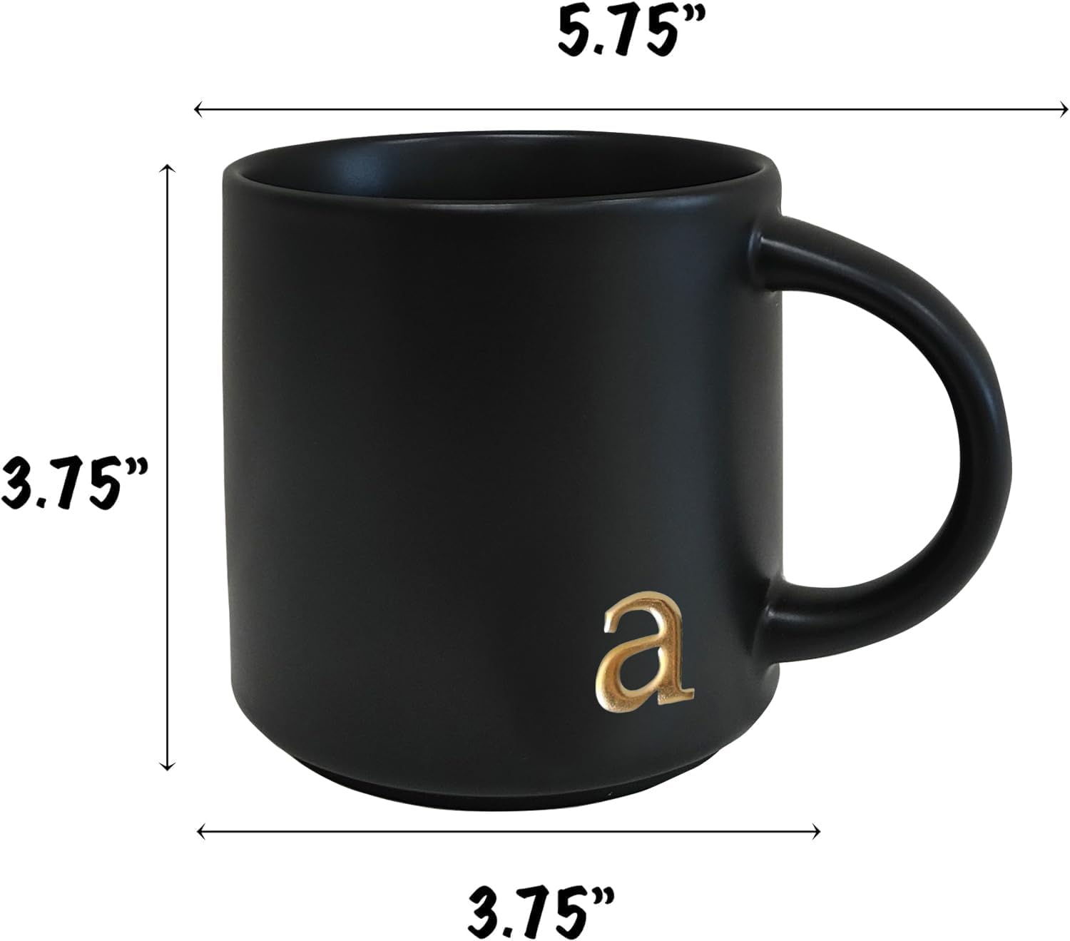 COLLECTIVE HOME - Black Monogram Ceramic Mugs, 15 oz Golden Initial Coffee Cups, Elegant Alphabet Tea Mugs, Personalized Halloween Mug with Gift Box, Perfect for Office and Home Décor (a) - Image 2
