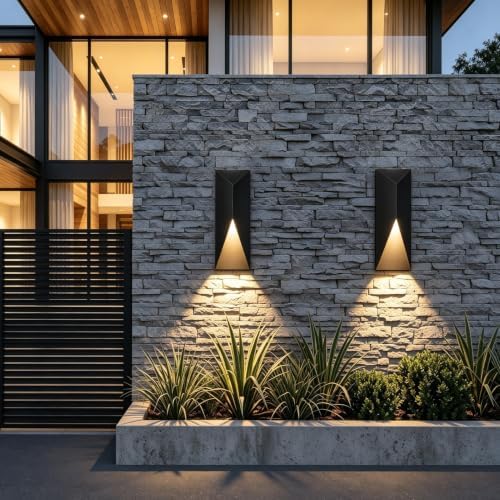 Aipsun 3CCT Black LED Outdoor Wall Light 2 Packs, IP65 Waterproof Exterior Modern Porch Light - 1