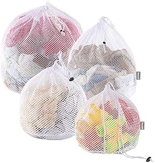 Yoassi Mesh Laundry Bags with Drawstring, Thicker Mesh Wash Bags for Washing Machine, 4 Set Net Laundry Bags for Delicates, Blouse, Bra, Lingerie Baby Clothes