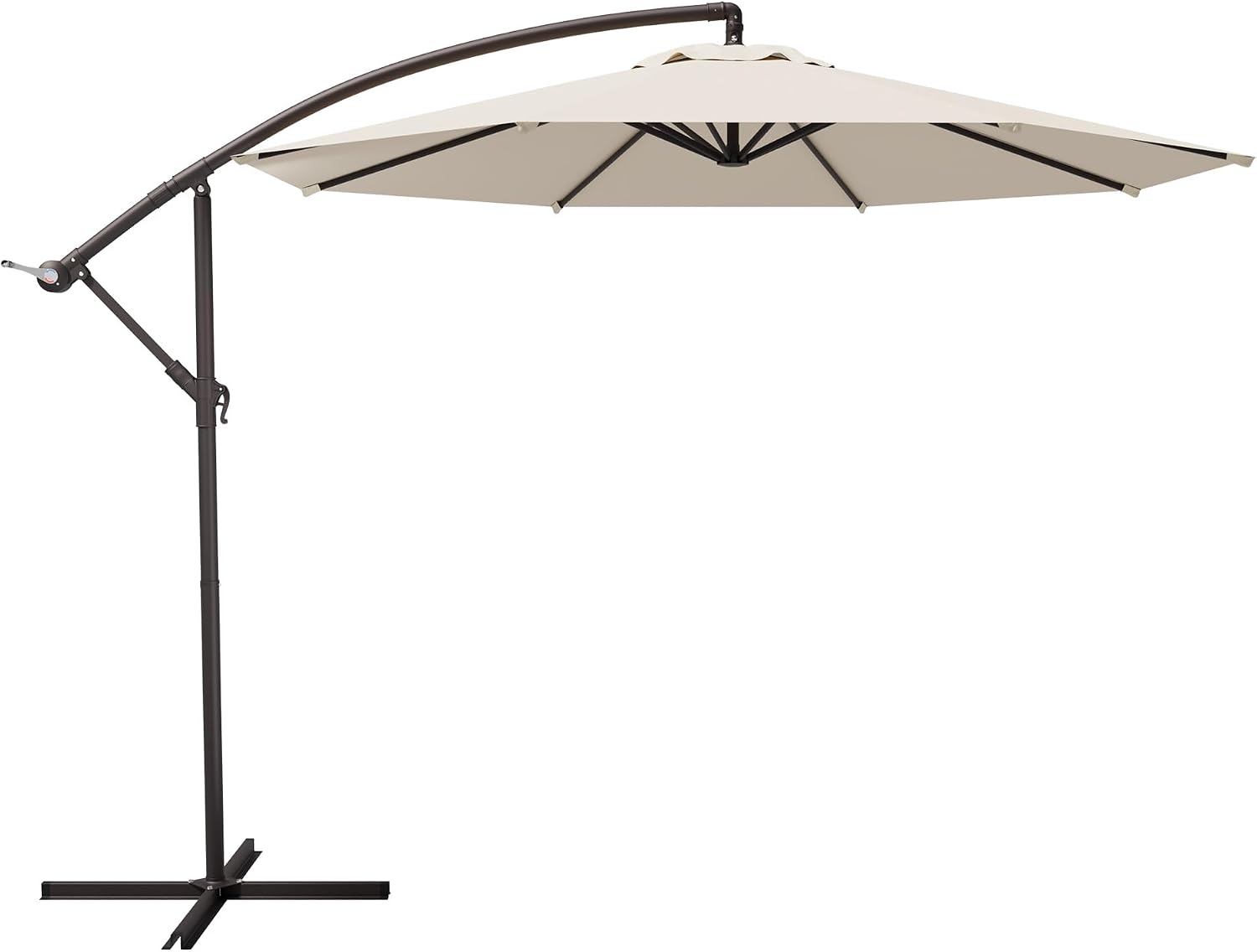 GLANC 10ft Offset Cantilever Patio Umbrella, Outdoor Hanging Umbrella with 8 Reinforced Ribs, Infinite Tilt & Easy Crank, UV-Resistant Large Sun Shade for Backyard, Deck, Pool