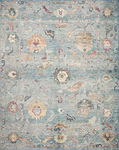 Loloi Margot Collection MAT-06 Denim/Multi 8'-6" x 11'-6" Area Rug, No-Shed Easy Clean Large Patterned Area Rug for Living Room, Bedroom, Dining Area