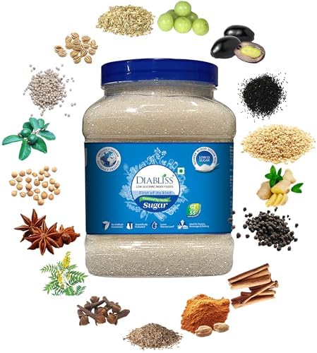 Diabliss Low GI Herbal Sugar 1.75kg Reusable Jar | World's First 17-Herb Fortified Cane Sugar | Clinically Tested Low GI Formula | No Artificial Sweeteners | No Aftertaste | 1:1 Sugar Replacement