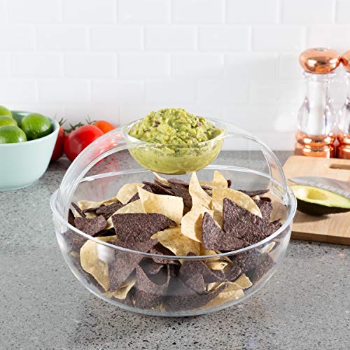 Chip and Dip Bowl-Serving Set for Indoor Outdoor Cocktail Parties and Entertaining-Serveware for Chips, Salsa, Fruit, Dips and More by Classic Cuisine