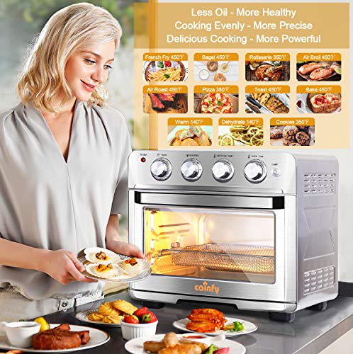 Cainfy Convection Rotisserie Toaster Oven Air Fryer 25.5 Quart Toaster Oven with Timer, Countertop Roaster Oven Temperature Control, Stainless Steel, 6 Accessories