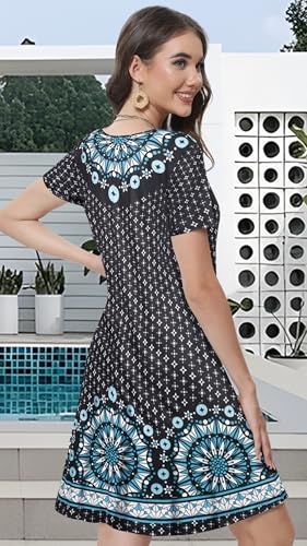 Image of Summer Dresses for Women Casual Tshirt Short Sleeve Floral Sundress Beach Cover Ups with Pockets 2026