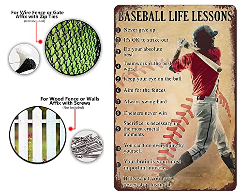 Yuantao Baseball Life Lessons Never Give Up Funny Tin Sign Bar Pub Diner Cafe Wall Decor Home Decor Art Poster Retro Vintage 8X12 Inches #TOP4