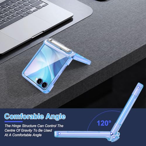Shecaset for Galaxy Z Flip 7 Case,[Compatible with MagSafe][Built-in Screen Protector][Kickstand][Hinge Protection],Hard PC Slim Fit Shockproof Protective Case for Samsung Galaxy Z Flip 7,Light Blue - image 7