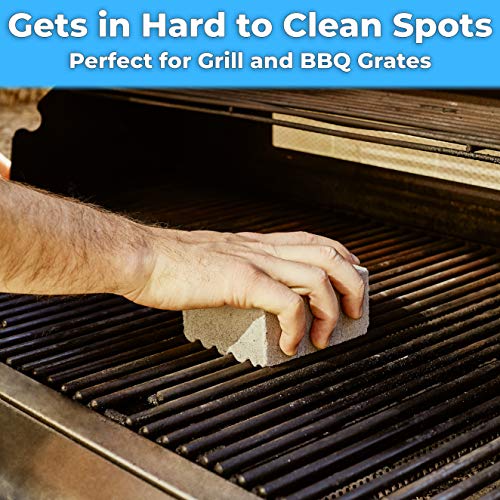 Heavy Duty, Non-Toxic Grey Grill Brick Cleaner 4 Pack. Reusable Chemical Free Bbq Pumice Cleaning Block For Flattops, Grills And Griddles. Non Scratch Grillstone Is The Perfect Barbecue Scouring Tool #TOP3