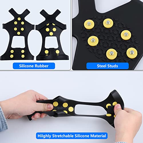 SHGPODA Ice Snow Grips Ice Anti Slip for Shoes and Boots, Traction Cleat Spikes for Winter Hiking Climbing Ice Fishing (M, L, XL)