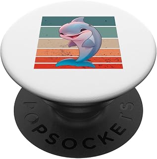 Cute Dolphin cartoon hearing aid animated marine animal PopSockets Standard PopGrip