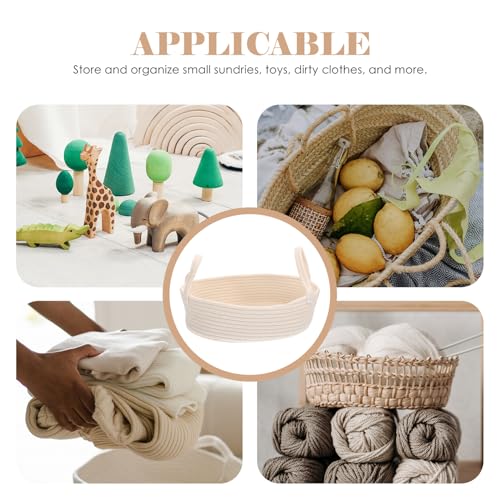 Cesta de algodón Lurrose con acabado artesanal decorativo para casa 7