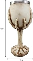 Vista 6 de Ebros Gift Osario Esqueleto agarrando garra de mano edificante cráneo cráneo copa de vino Copa de cáliz 6 oz Beverage Serveware Drinkware Halloween