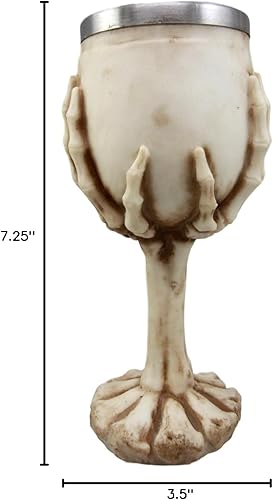 Miniatura 6 de Ebros Gift Osario Esqueleto agarrando garra de mano edificante cráneo cráneo copa de vino Copa de cáliz 6 oz Beverage Serveware Drinkware Halloween