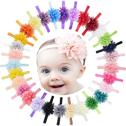 Ded 30Pcs Girls Headbands Chiffon Flower Bows Soft Strecth Bands Hair Accessories For Newborns Infants Toddlers And Kids #TOP13