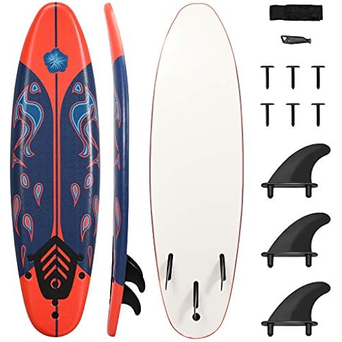 GYMAX Surfboard, 6' Body Board with Removable Fins & Protective Leash, Non-Slip Surfing Board for Surfing, Fishing Water Yoga