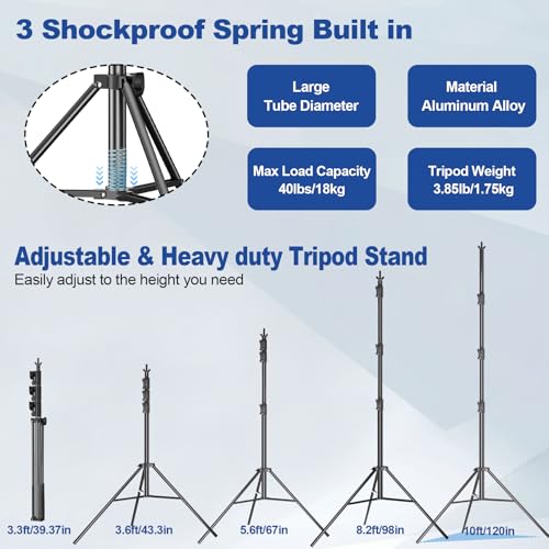 GLOSHOOTING 12 x 10ft Photo Video Studio Heavy Duty Backdrop Stand, Adjustable Photography Background Support Systemt Kit with Shock-Proof Spring, Carrying Bag, 6 Clamps by GLOSHOOTING - Image 5