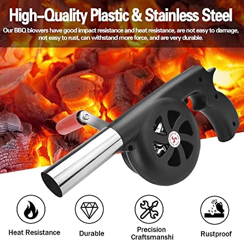 YAANBUNB BBQ Fan Air Blower Manual Barbecue Fire Starter Outdoor Cooking BBQ Fan Portable Barbeque Air Blower Fast Fire Starter Bellows Cooking Lighter Tools for Outdoor Barbecue Picnic Camping Hiking