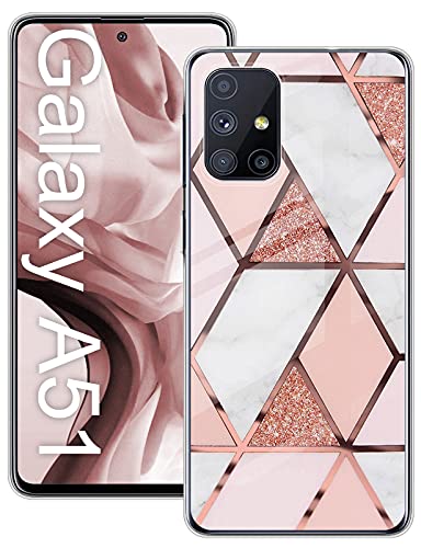 Croazhi Compatible pour Samsung Galaxy A51 Coque, Silicone TPU Marbre Étui Housse Ultra Mince Transparent Cover Case Souple de 360 Protection Phone Case Antichoc pour Samsung Galaxy A51 Cover