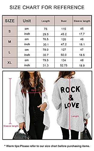 Prettygarden Women’s Solid Color Long Sleeve Cardigan Casual Soft Knit Sweaters Draped Open Front Cardigan Sweaters Coats (Grey, Large, L) #TOP5