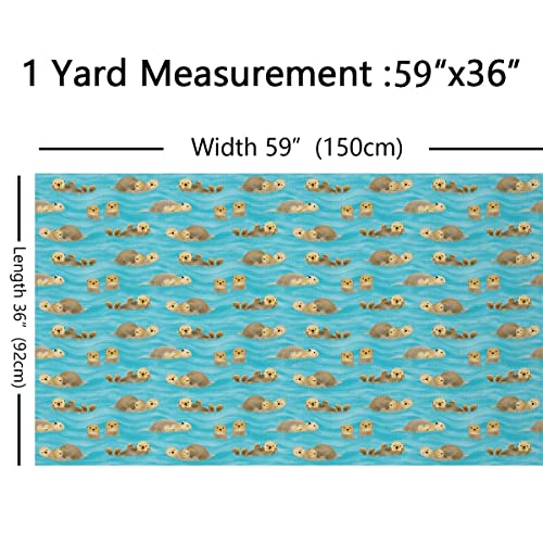 Otter Fabric by The Yard Cute Cartoon Wild Animal Upholstery Fabric for Chairs Wildlife Decorative Fabric for Upholstery and Home DIY Projects 2 Yards,(L184*W150cm) Teal Brown - Image 3