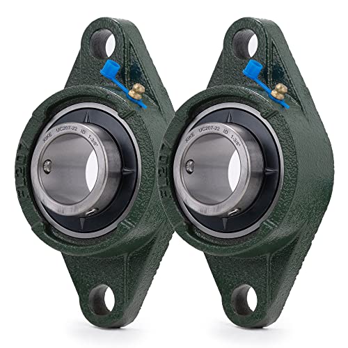 XIKE 2 Pcs UCFL207-22 Bore 1-3/8" Pillow Block Flange Mounted Ball Bearings.