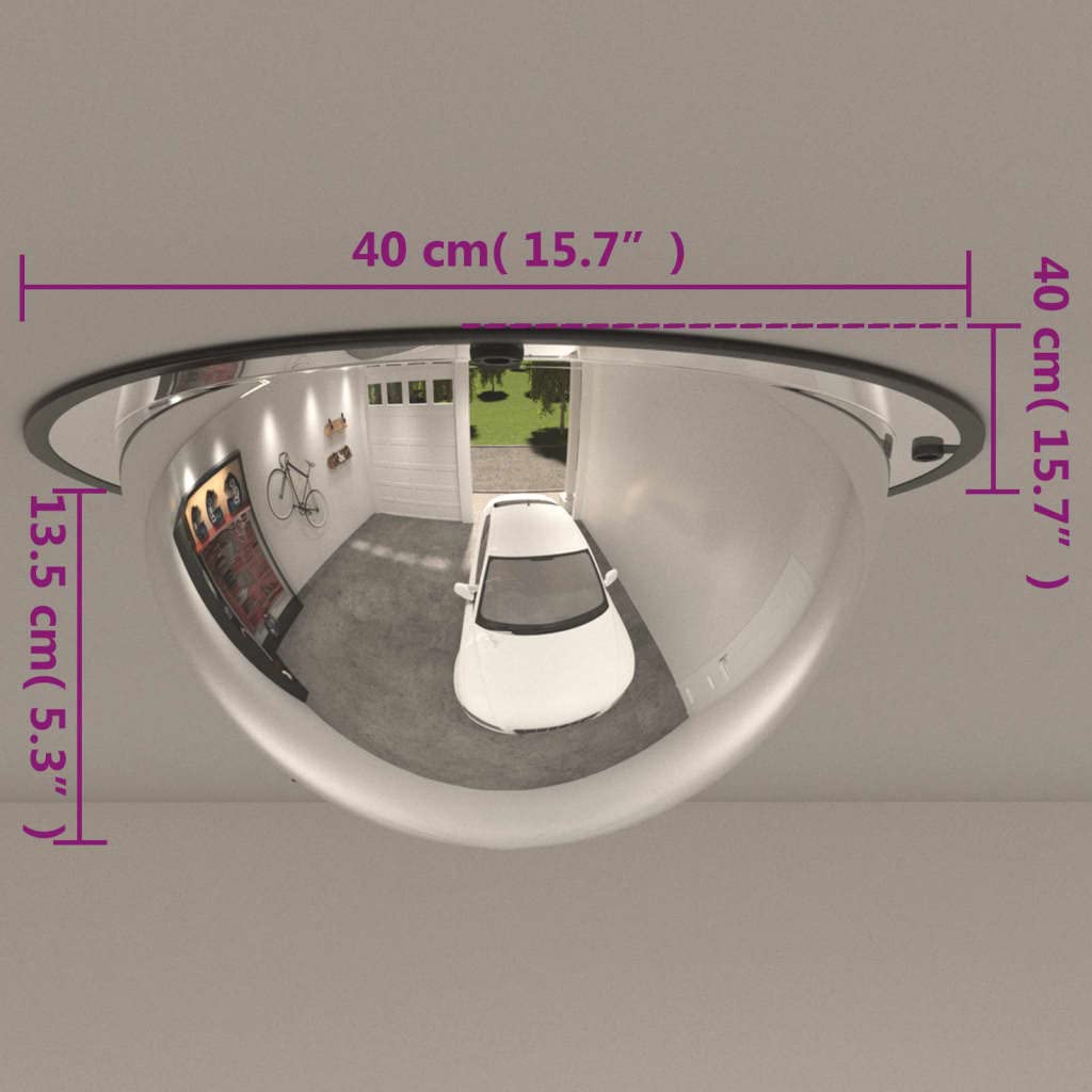 Espejo de tráfico totalmente curvado, diámetro de 40 cm, acrílico para exteriores, espejo de seguridad, gran angular, protección y orientación en obras, aparcamientos y parcelas privadas
