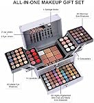UNIFULL 132 Maquillage tout-en-un pour les femmes Kit complet, Kit de maquillage professionnel, Ensemble de cadeau de maquillage pour femmes et fillettes, Inclut les brosses pour ombres à paupières/pierres/conceler/Lip Gloss/Eyeliner/Mascara/Makeup(006N2-Argent)