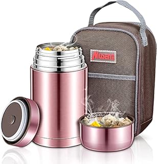 Soup Flask,Food Flasks for Hot Cold Food, 800ml Stainless Steel Vacuum Insulated Food Thermos,Reusable Thermos Lunch Box,Leak Proof Soup Containers for Kids and Adults,with Tote Bag (Rose Golden)
