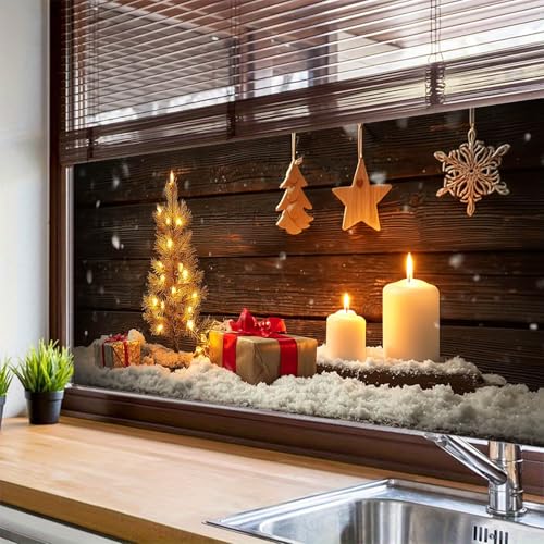 Vinilo para ventana con árbol navideño y decoración miniatura 4