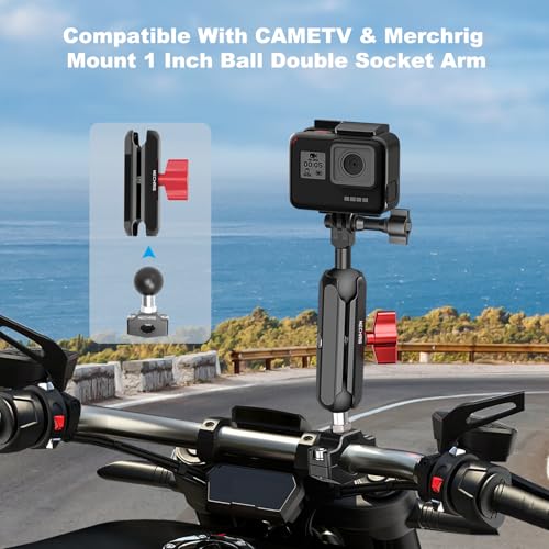 Image of Aluminum Alloy Handlebar Clamp Mount, U-Bolt Base with 1 inch Ball Head Compatible with RAM Mount Double Socket Arm& Motorcycle Ebike Bike Phone Holder,Fit for 0.39 inch to 0.63 inch Diameter,78013