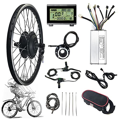 Ebike Kit 48V 1000W, 20" Kit De Conversion De Moyeu Arrière Pour Vélo électrique, Avec Contrôleur 48V 30A, écran LCD, PAS, Levier De Frein, Pour Pneu 20 X 1.95/Décrochage Arrière 135-142mm Cover