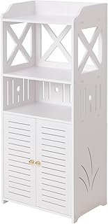 Bathroom Storage Cabinet – Floor Standing Organizer with Shelves & Door, Multifunctional Storage Unit for Home, Office, Living Room, Kitchen, or Entryway (3 Tier)