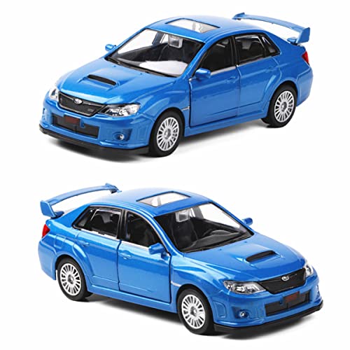 2010 Impreza Wrx Sti Racing Sports Sedan Diecast Car Model Toy Vehicle 1/36 Scale Metal Pull Back Friction Powered Children’s Die-Cast Vehicles Doors Open Toys For Boys Gifts Kids Adults, Blue #TOP3