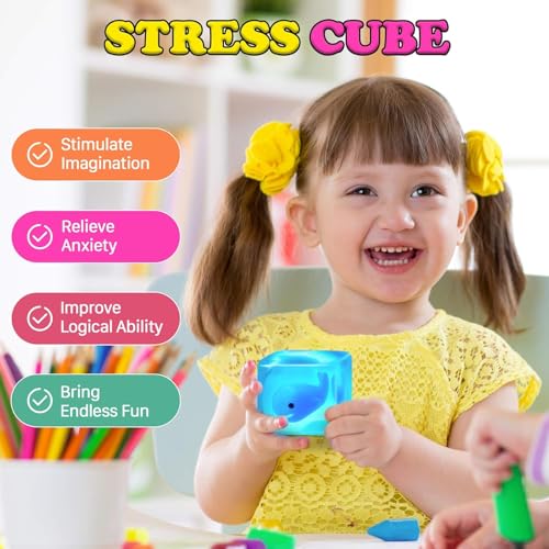 Squishy Fidget Toys Stress Cube, Glow in The Dark Sugar Sensory Toys for Kids Works on Whale - image 7