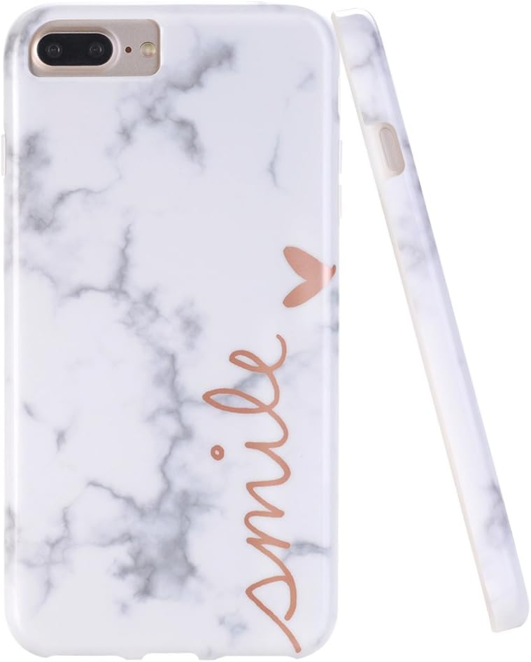 DOUJIAZ iPhone 7 Plus Case,iPhone 8 Plus Case,Marble Design Anti-Scratch &Fingerprint Shock Proof Thin Non Slip Silicone Hard Protective Cover for iPhone 7 Plus/8 Plus/6 Plus/6s Plus -Smile