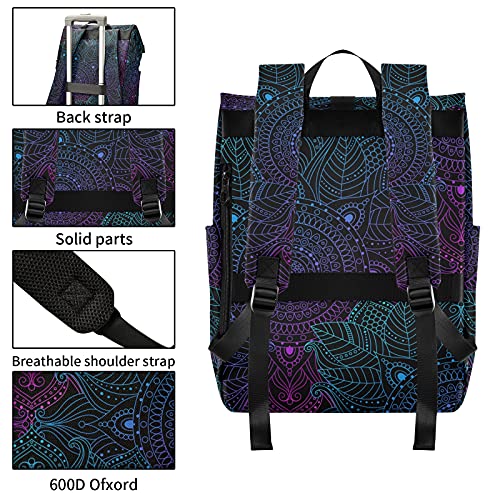 Alaza Art Arabesque Mandala Boho Ethnic Bohemian Large Laptop Backpack Purse For Women Men Waterproof Anti Theft Roll Top Backpack, 13 - 17.3 Inch, Multi, One Size #TOP4