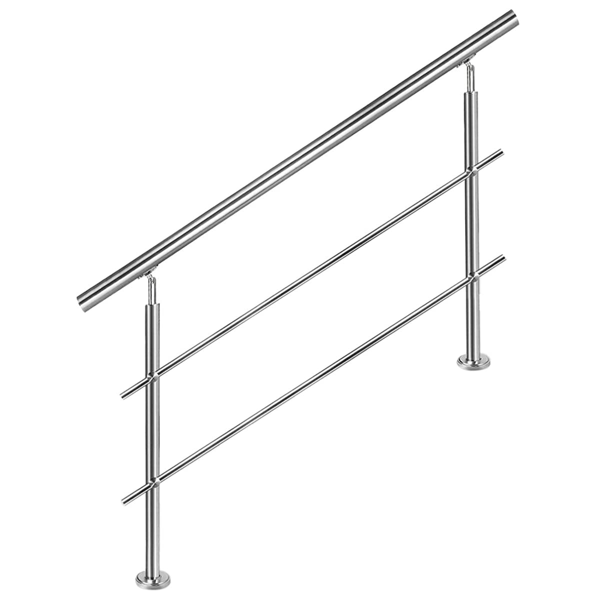 CAVATINY Roestvrij stalen leuning, reling voor trap, balustrade, balkon, met 5 dwarsbalken, binnen en buiten, leuning, trapleuning, roestvrijstalen