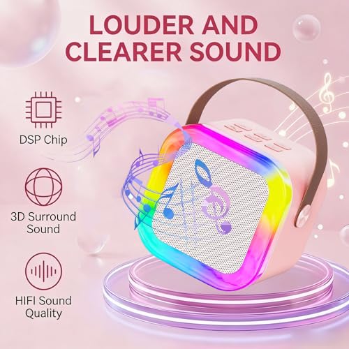 Machine Karaoké avec 2 Micros sans Fil et Enceinte Bluetooth 5.0 - 2