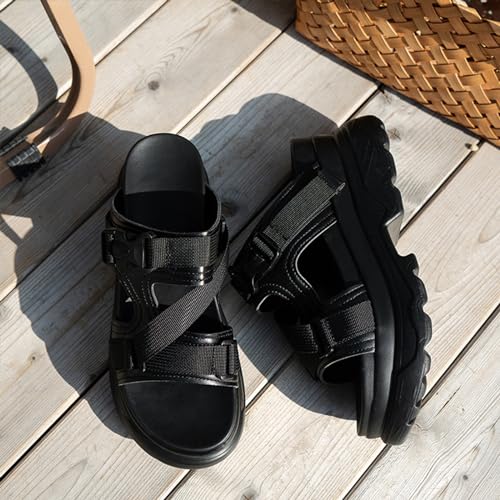Women's Adjustable Buckle Platform Non Slip Slippers Fashion Hollow Slip On Round Open Toe Memory Foam Lncrease Casual Sandals for Beach Walking Party2